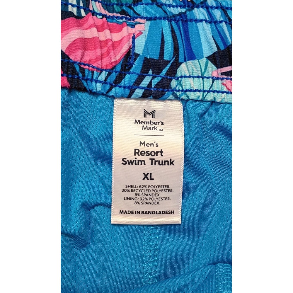 Member's Mark Men's Resort Swim Trunk Size XL Flamingo‎ Tropical Palm Leafs - Picture 3 of 12